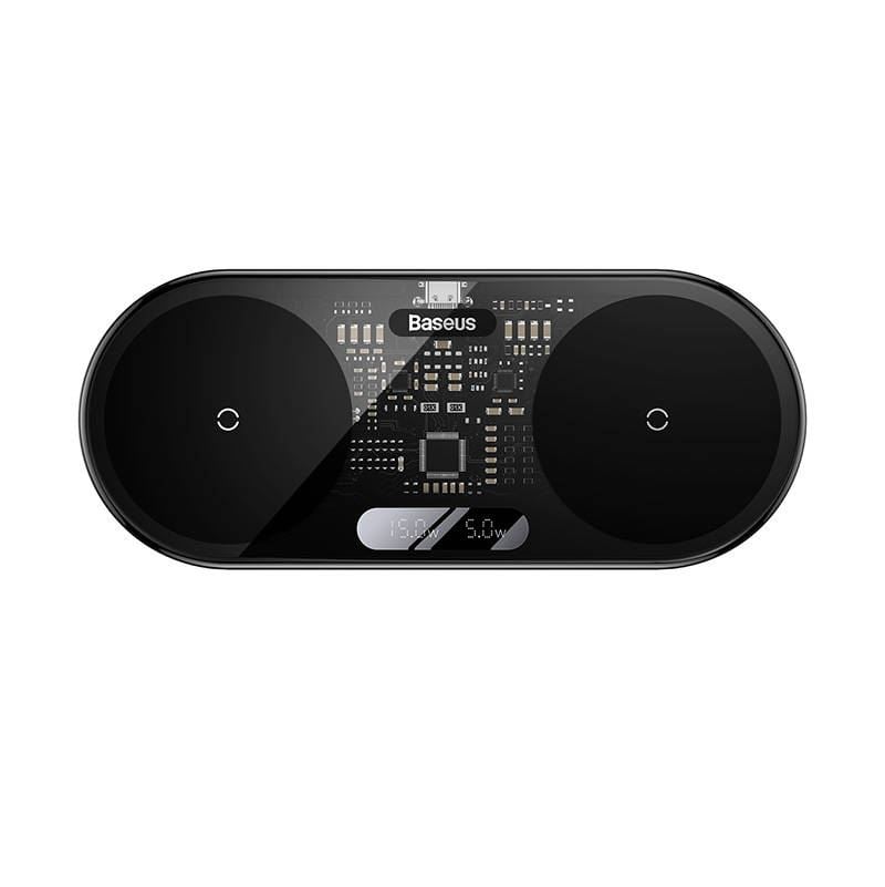 Baseus Digital LED Display Kettős Qi vezeték nélküli töltő 20W (WXSX010101) Baseus Digital LED Display Kettős Qi vezeték nélküli töltő 20W (WXSX010101)