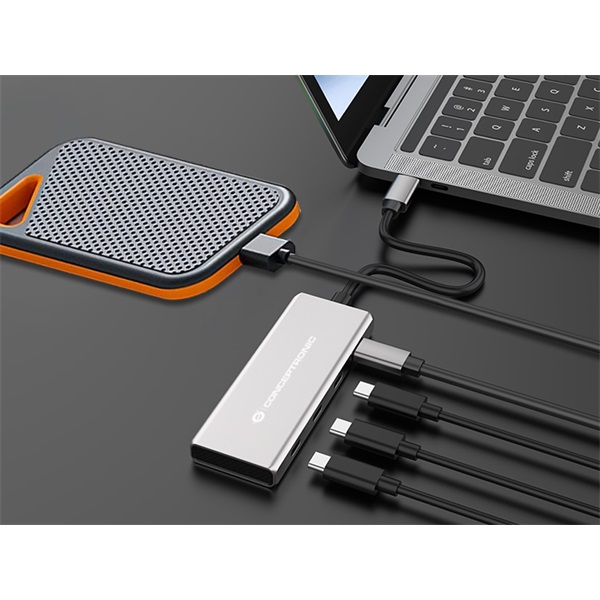 Conceptronic  HUBBIES15G 4 Port  USB-C to 4x USB-C USB Hub Szürke 