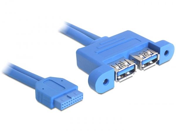 Delock DL82941 USB 3.0 pin fejes adapter 19 pin anya -> 2 x USB 3.0-A anya párhuzamos