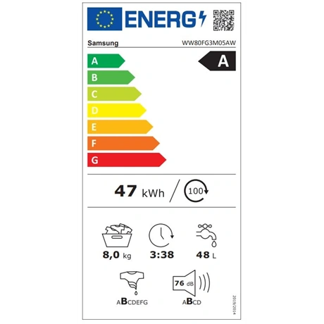 Samsung WW80FG3M05AWLE Elöltöltős keskeny mosógép