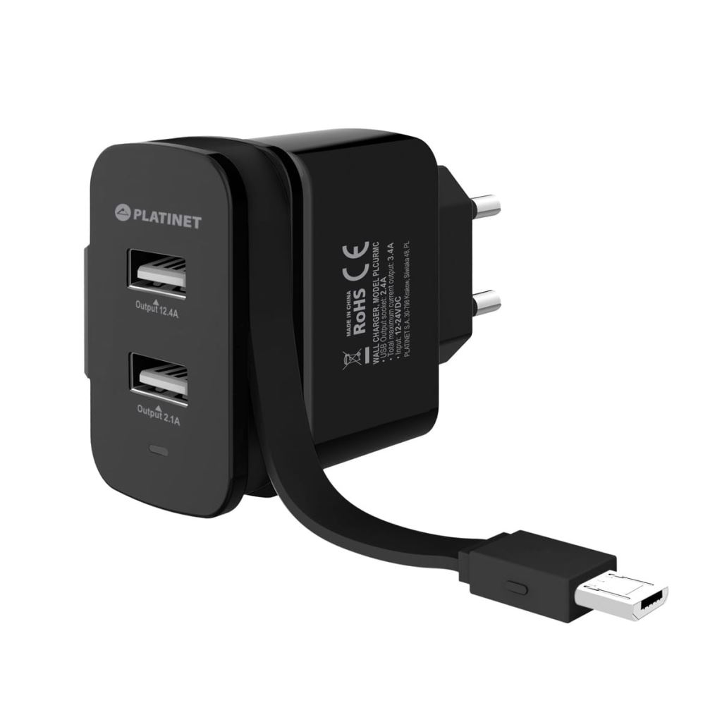Platinet PLCURMC fali töltő Micro-USB kábellel fekete Platinet PLCURMC fali töltő Micro-USB kábellel fekete