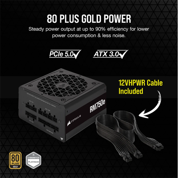 CORSAIR RM750e 750W 80+ Gold moduláris tápegység