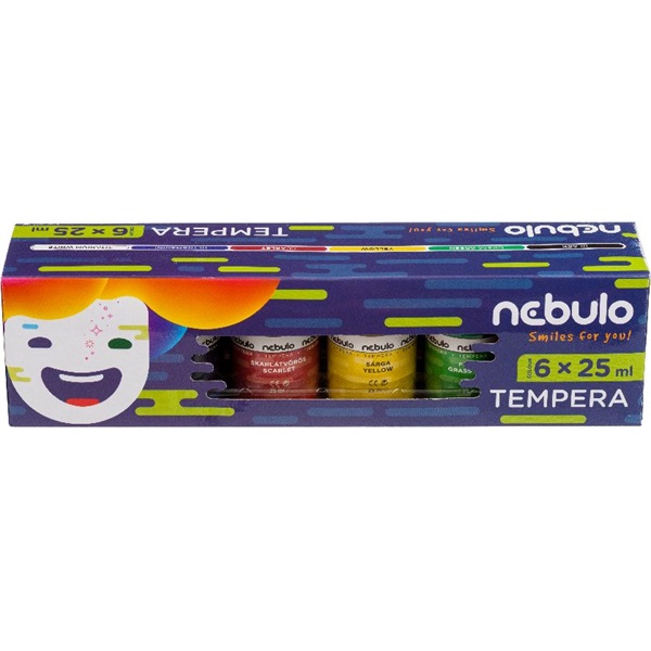 NEBULO Tempera készlet tégelyes 25 ml 6 különböző szín (NTF-25-6)