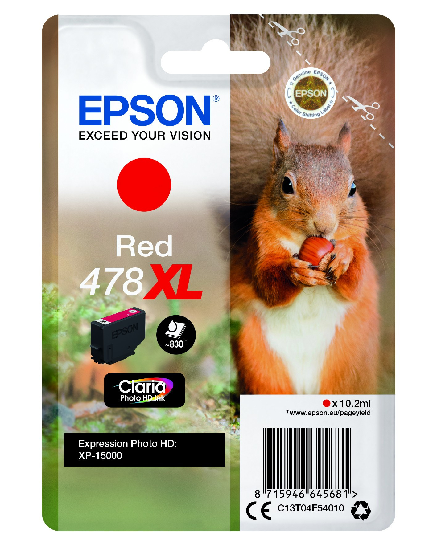 Epson T04F5 Tintapatron Piros 10,2ml No.478XL Epson T04F5 Tintapatron Piros 10,2ml No.478XL