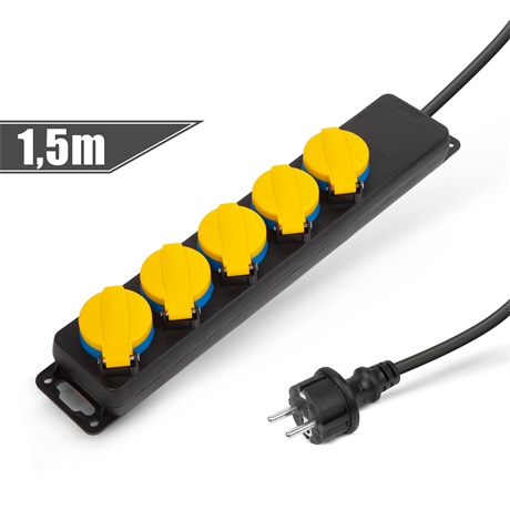 Delight 20223E 5-ös 1,5m GUMI IP44 Kültéri elosztó fedéllel Delight 20223E 5-ös 1,5m GUMI IP44 Kültéri elosztó fedéllel