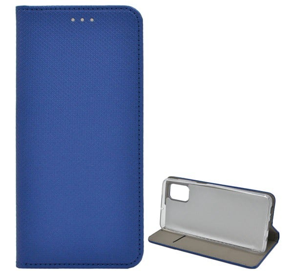Tok álló, bőr hatású (FLIP, oldalra nyíló, asztali tartó funkció, rombusz minta) SÖTÉTKÉK [Samsung Galaxy M51 (SM-M515F)]