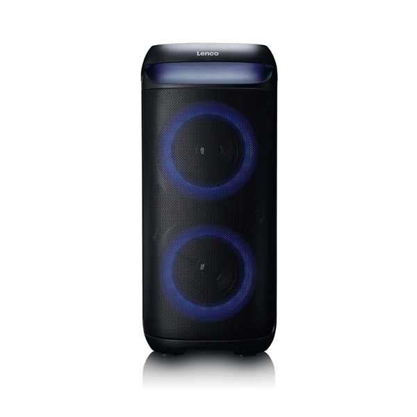 Lenco PA-210BK Bluetooth 5.3 bulihangszóró beépített világítással , TWS, 100W erősítővel, 2x mikrofon bemenet