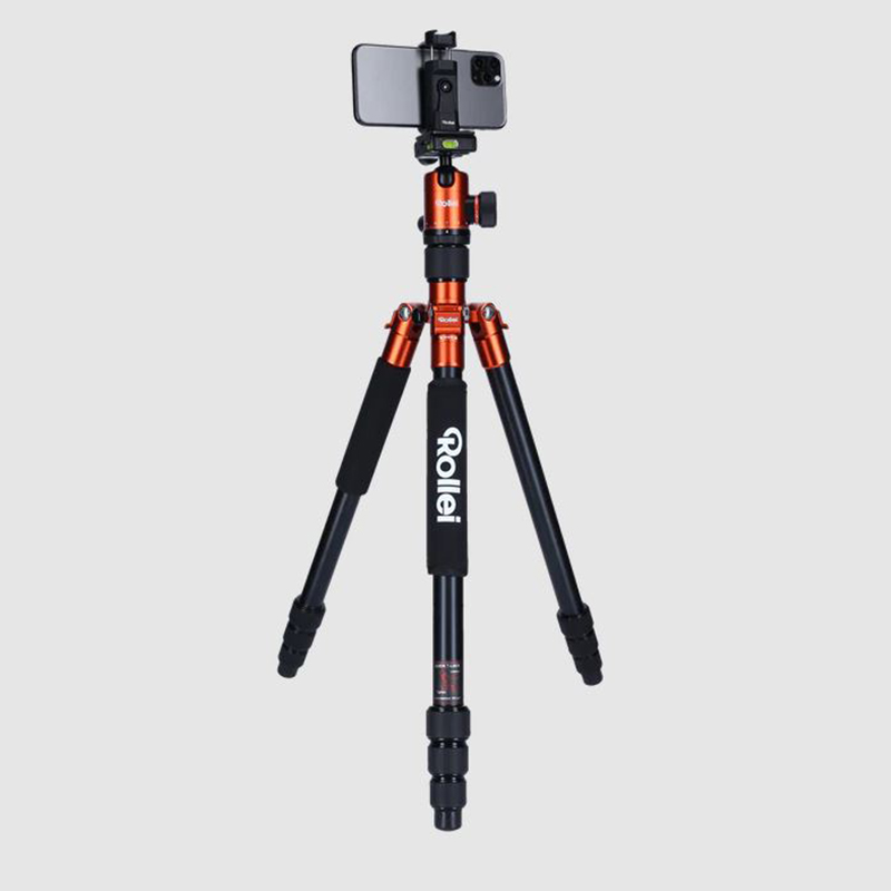 Rollei C5-i állvány + monopod + gömbfej + telefontartó adapter + táska, narancssárga
