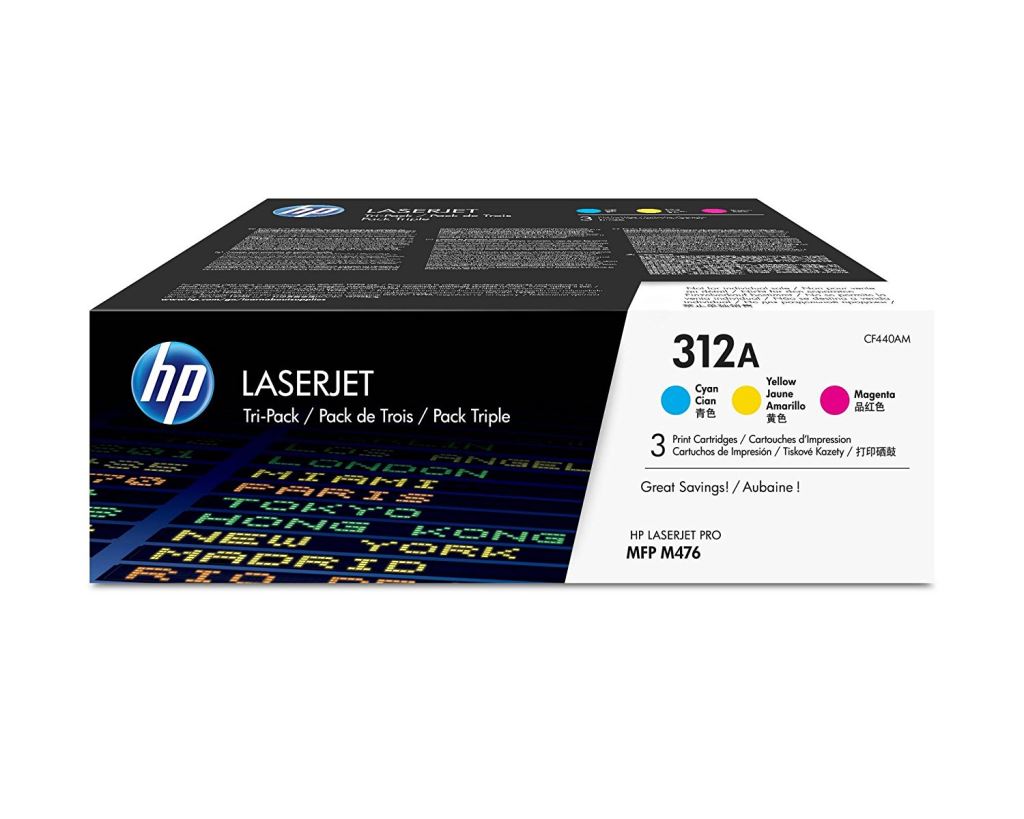 HP 312A 3 darabos LaserJet tonerkazetta ciánkék-magenta-sárga (CF440AM) HP 312A 3 darabos LaserJet tonerkazetta ciánkék-magenta-sárga (CF440AM)