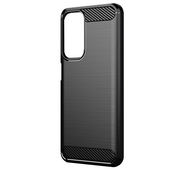 Szilikon telefonvédő (közepesen ütésálló, légpárnás sarok, szálcsiszolt, karbon minta) FEKETE [Xiaomi Mi 10T Pro 5G]