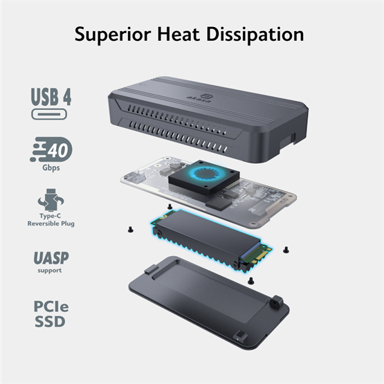 Akasa AK-ENU4M2-01    m.2  NVMe SSD > USB 40Gbps Type-C  külső ház