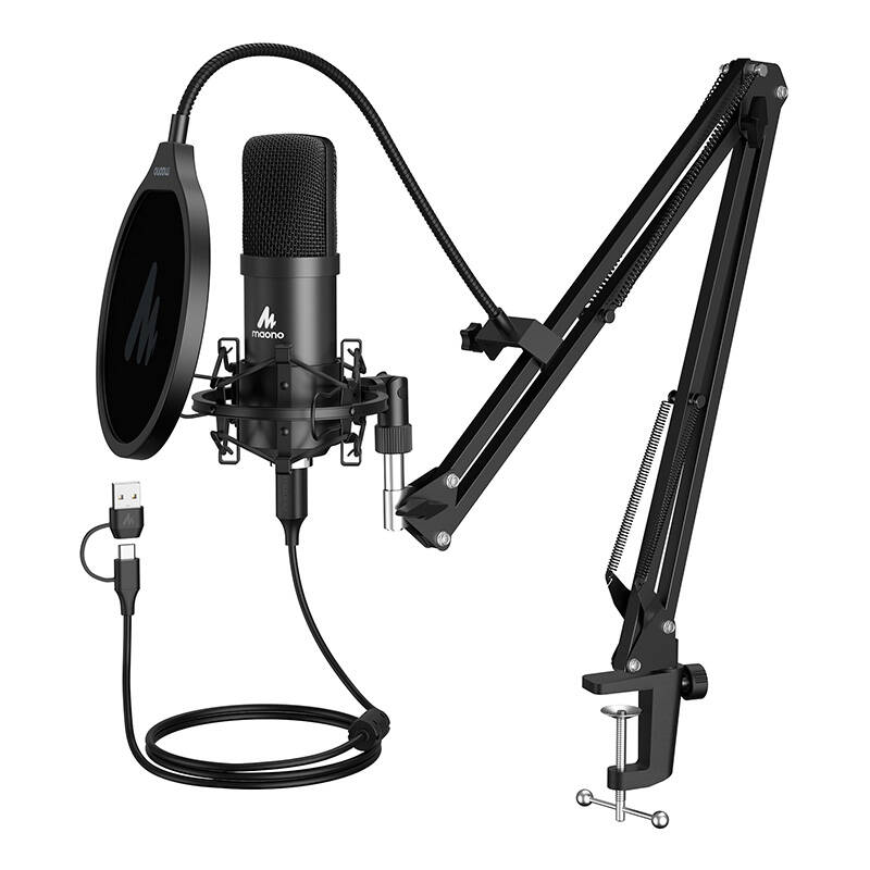 Microphone with stand Maono A04E (black)