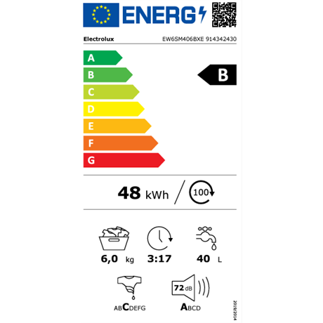 Electrolux EW6SM406BXE Keskeny elöltöltős mosógép Electrolux EW6SM406BXE Keskeny elöltöltős mosógép