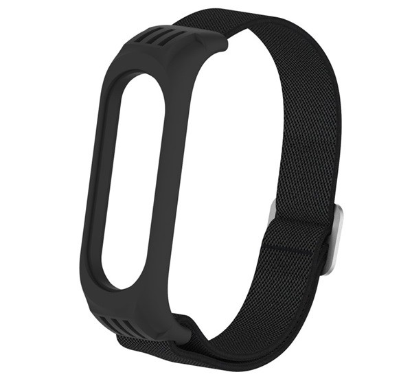 Pótszíj (állítható, textil, egyedi méret, 15 mm) FEKETE [Xiaomi Mi Band 6 ]