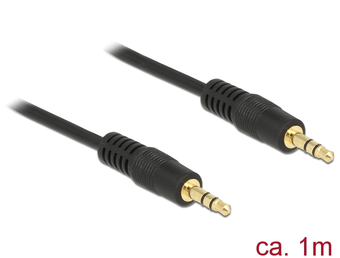 Delock Stereo Jack kábel 3.5 mm 3 pin apa > apa 1 m fekete (83744)
