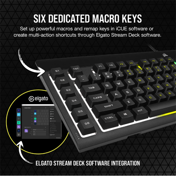 CORSAIR K55 RGB PRO Vezetékes Billentyűzet Gaming Cseppálló US  fekete