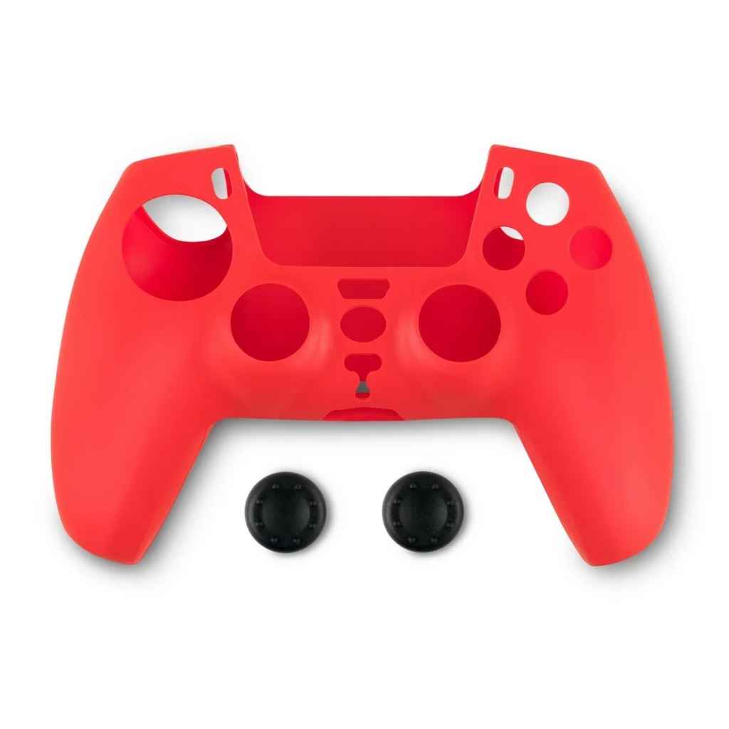 Spartan Gear  072242 PS5 DualSense kontroller szilikon borítás és analóg kupak piros-fekete 