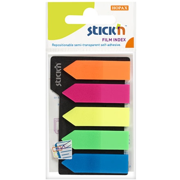Stick`N 21143 42x12mm 5x25lapos nyíl formájú neon oldaljelölő címke