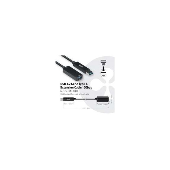  CLUB3D USB 3.2 Gen2 Type A Extension  10Gbps M/F 5m kábel