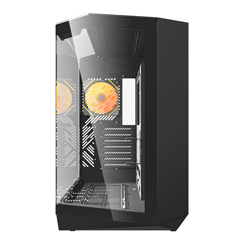 Darkflash DY470 számítógépház  + 4 ventilátor + GPU konzol Fekete