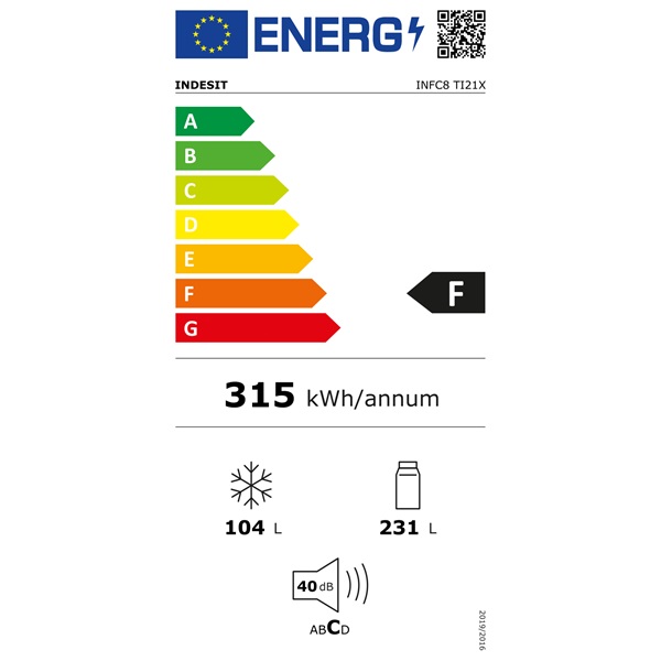 Indesit INFC8 TI21X alulfagyasztós hűtőszekrény