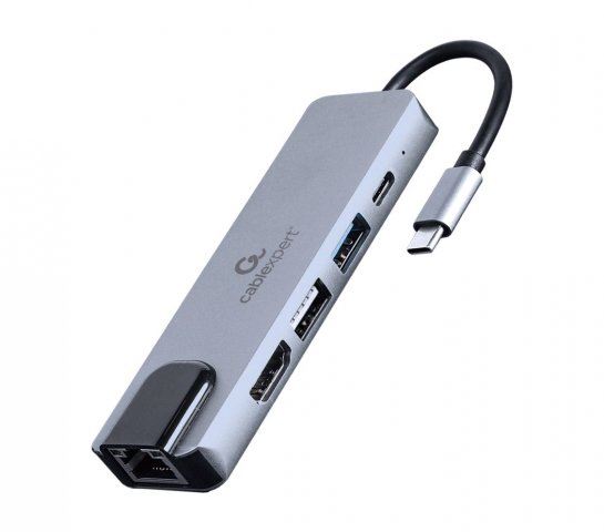 Gembird A-CM-COMBO5-04 Multi Port Adapter USB Type C 5in1 USB hub szürke 