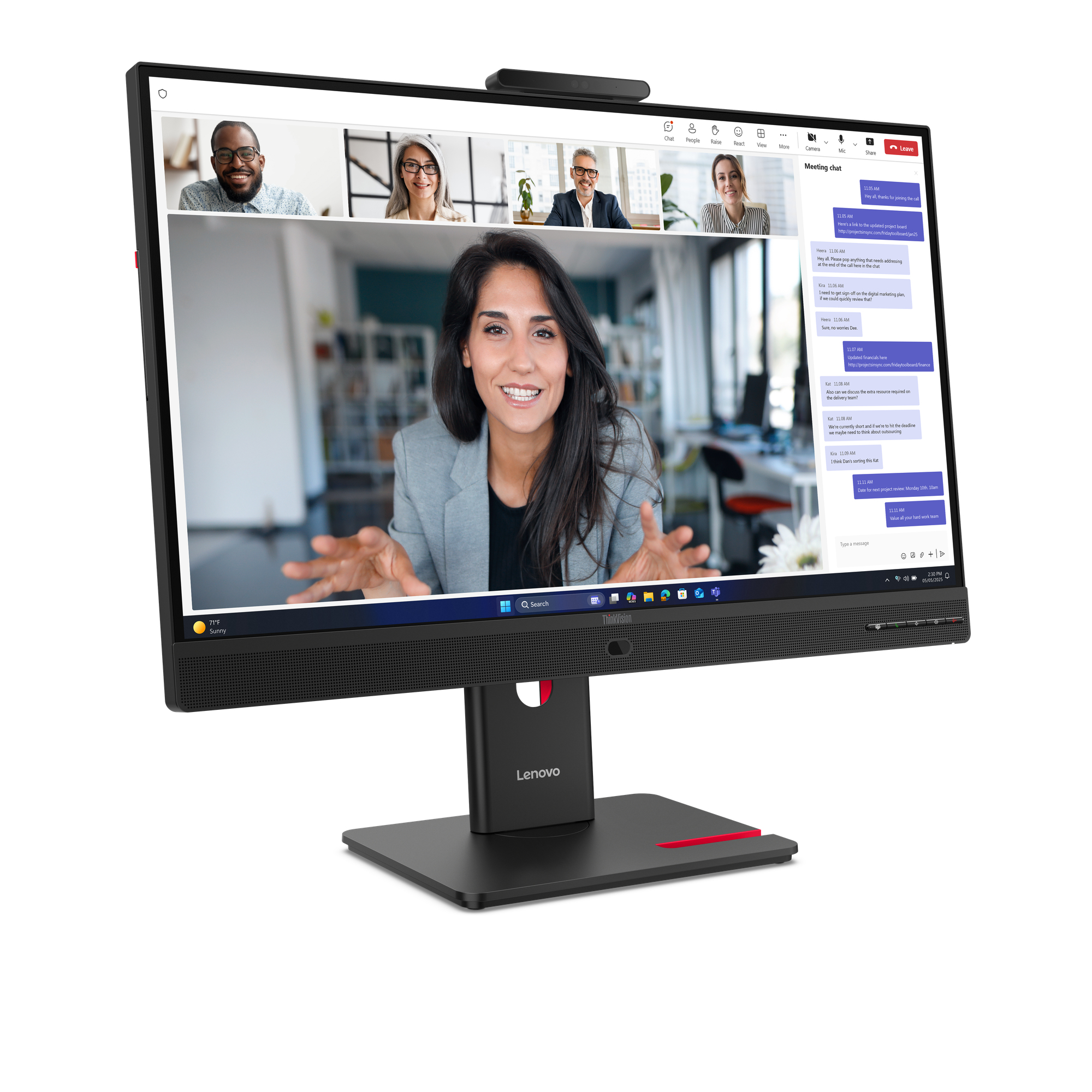 Lenovo 23,8" ThinkVision T24-4v Monitor - 1920x1080, Full HD, LED, IPS, Pivot, Hangszóró Fekete