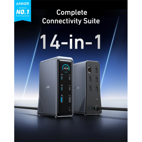 ANKER A83B63A1 Docking Station  Prime 14-in-1 160W  USB HUB Szürke 