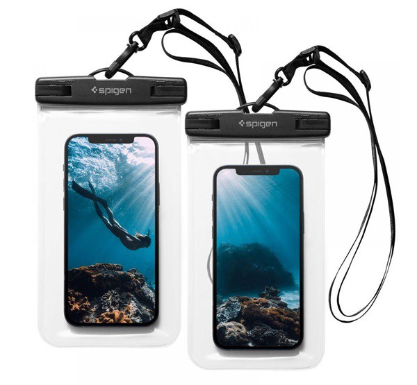 SPIGEN A601 vízhatlan / vízálló tok, AQUA 2db (univerzális, IPX8, nyakba akasztható, 6.8" méret) ÁTLÁTSZÓ [Sony Xperia 10 IV (XQ-CC72)]