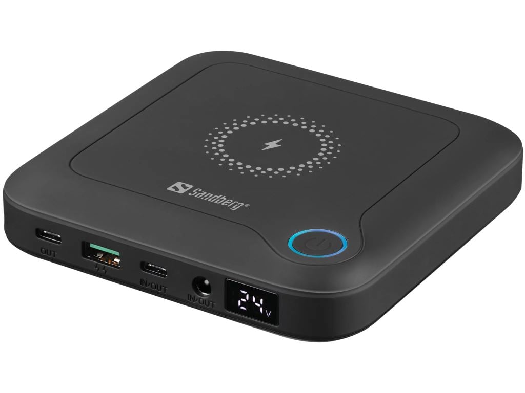 Sandberg 420-57 All-in1 Laptop Power Bank vezeték nélküli töltő funkcióval 24000mAh fekete Sandberg 420-57 All-in1 Laptop Power Bank vezeték nélküli töltő funkcióval 24000mAh fekete