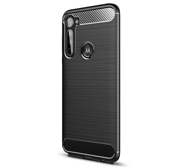 Szilikon telefonvédő (közepesen ütésálló, légpárnás sarok, szálcsiszolt, karbon minta) FEKETE [Motorola Moto G Pro (XT2043)]
