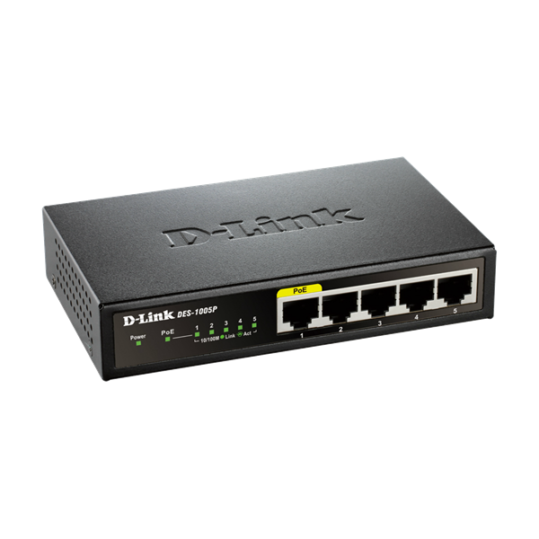 D-Link DES-1005D 5port FE LAN nem menedzselhető PoE switch