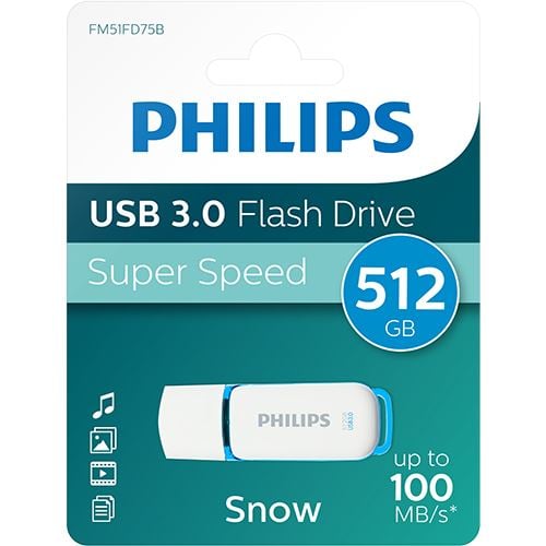 Pen Drive 512GB Philips Snow Edition USB 3.0 fehér-kék (FM51FD75B / PH114258) Pen Drive 512GB Philips Snow Edition USB 3.0 fehér-kék (FM51FD75B / PH114258)