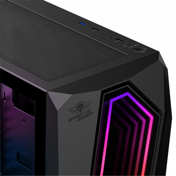 Spirit of Gamer Számítógépház - INFINITY Black (fekete, ablakos, 8x12cm ventilátor, alsó táp,  ATX, 1xUSB3.0, 2xUSB2.0)