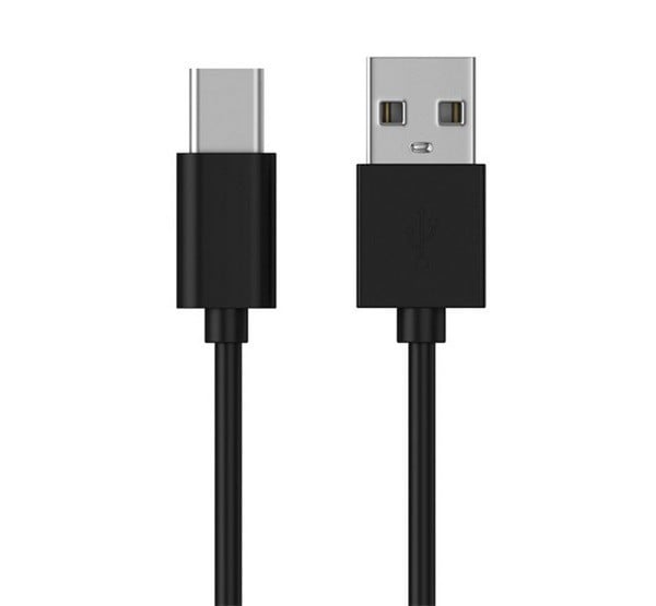 Adatkábel és töltő (USB - Type-C speciális, 8 mm hosszított fej, 100cm) FEKETE
