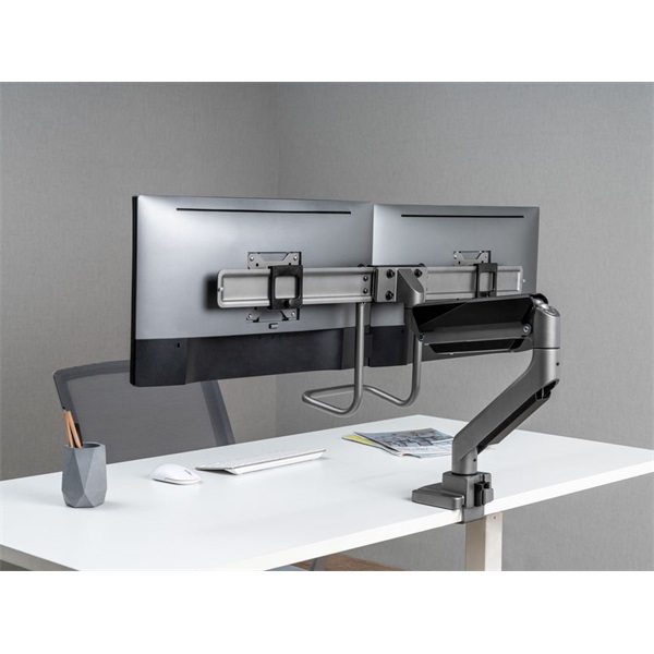 Equip  650161  17"-32" 2 monitor dönthető forgatható Max.: 2x9kg  Monitor Asztali konzol  fekete/ezüst 