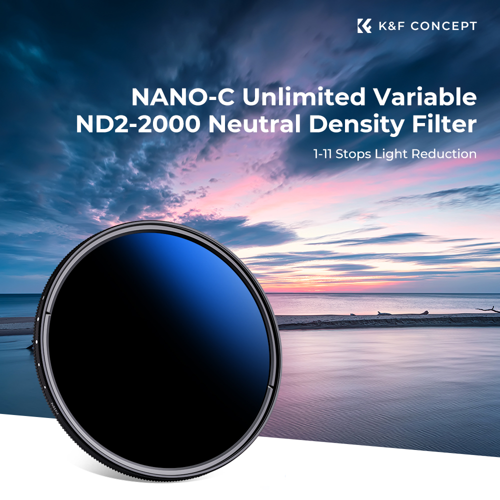 K&F Concept C Series Ultra-thin, VARIO ND 2-2000 változtatható szürkeszűrő, 62mm