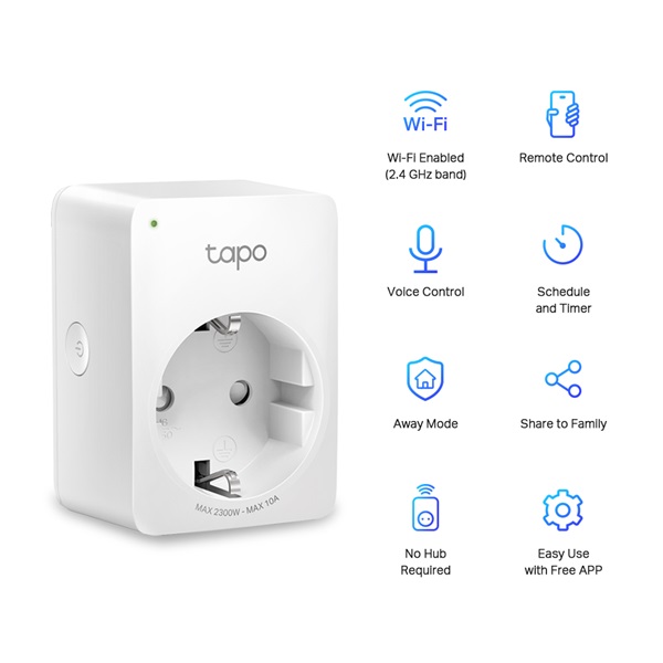 TP-Link Tapo P100 Távolról vezérelhető 2,4GHz Wi-Fi-s Smart Plug Dugalj (1db-os) TP-Link Tapo P100 Távolról vezérelhető 2,4GHz Wi-Fi-s Smart Plug Dugalj (1db-os)