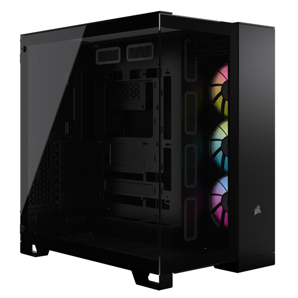 CORSAIR Ház iCUE LINK 6500X RGB, 3x iCUE LINK RX120 RGB Ventilátor, Tápegység nélkül, Edzett Üveg, fekete