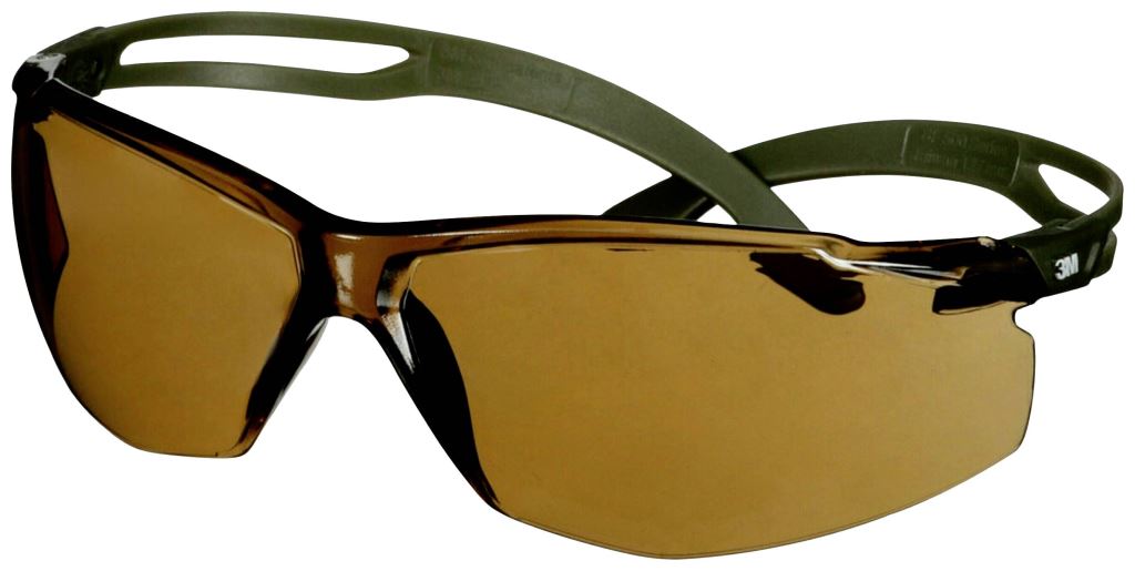 3M SecureFit SF505SGAF-DGR védőszemüveg, párásodásmentes, barna lencse, sötétzöld