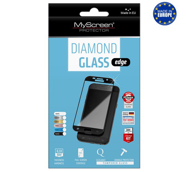 MYSCREEN DIAMOND GLASS EDGE képernyővédő üveg (2.5D full cover, íves, karcálló, 0.33 mm, 9H) FEKETE [Samsung Galaxy J4 (2018) SM-J400F]
