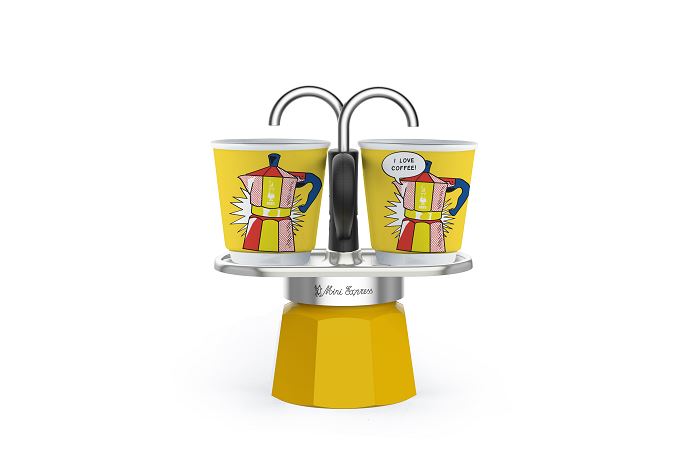 Bialetti mini Express Lichtenstein 2 személyes kávéfőző szett sárga (1405/MR) Bialetti mini Express Lichtenstein 2 személyes kávéfőző szett sárga (1405/MR)