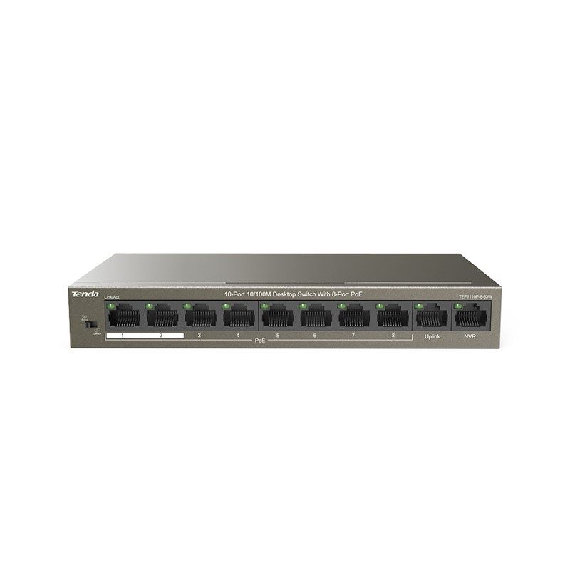 Tenda TEF1110P-8-63W 10-Port 10/100M Desktop PoE Switch