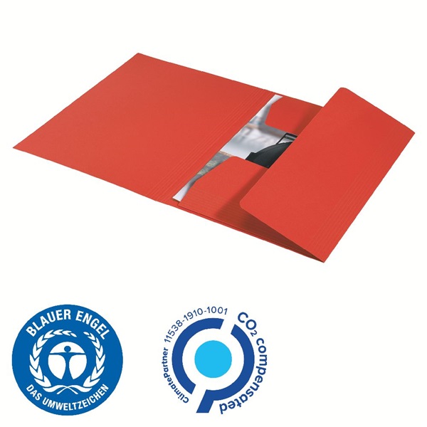 Pólyás dosszié, karton, A4, LEITZ "Recycle", piros
