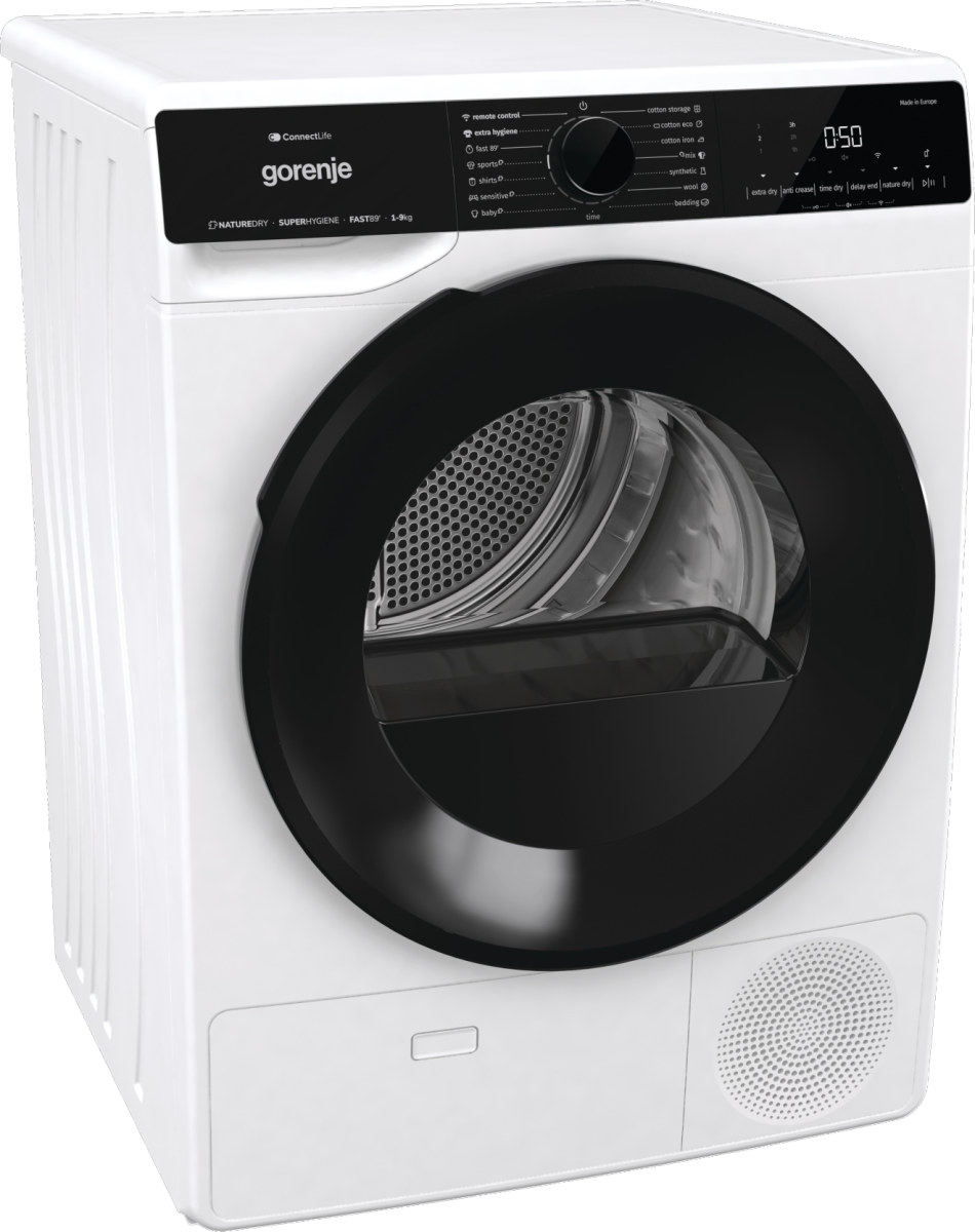 Gorenje DPNA92WIFI Hőszivattyús szárítógép – 9 Kg, A Energiaosztály, PowerPlusMotor, ExtraHigiénia,  AutoDrain