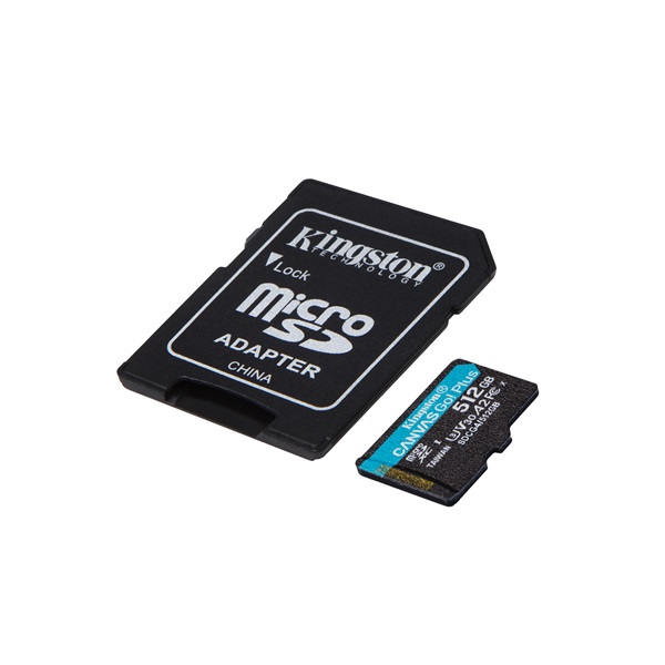 KINGSTON MicroSDXC 512GB Canvas Go Plus Gen4 200R A2 U3 V30 Memóriakártya + Adapter KINGSTON MicroSDXC 512GB Canvas Go Plus Gen4 200R A2 U3 V30 Memóriakártya + Adapter