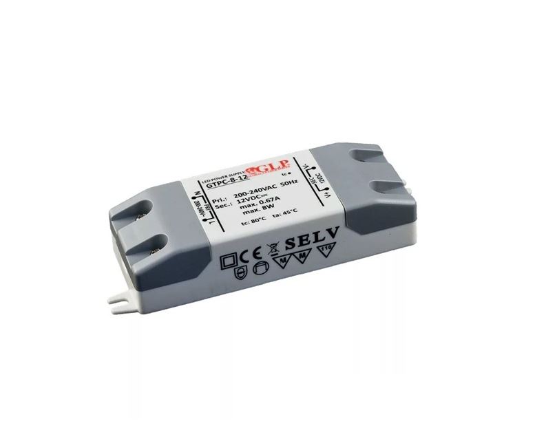 GLP GTPC-8-12 12V/0,67A 8W IP20 LED tápegység GLP GTPC-8-12 12V/0,67A 8W IP20 LED tápegység