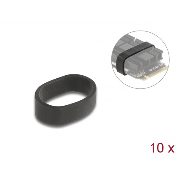 Delock 18409 M.2 SSD és hűtőborda rögzítő 10db-os fekete gumi gyűrű