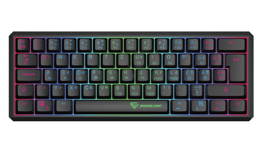 Silverline MK518 RGB mechanikus gamer USB  billentyűzet HU