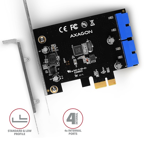 Axagon 4x USB 3.2 Gen1 bővítő kártya PCIe (PCEU-034VL)